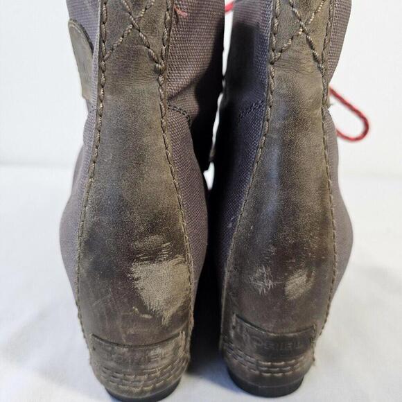 Sorel PDX Lace Wedge Lexie Wedge quarry grey pink red 8.5 waterproof - Picture 4 of 8